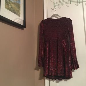 Red and black printed velvet babydoll dress